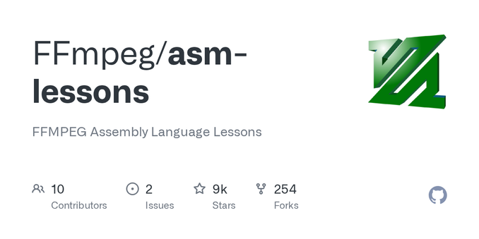 FFMPEG Assembly Language Lessons. Contribute to FFmpeg/asm-lessons development by creating an account on GitHub.