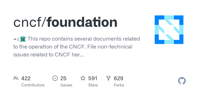 ☁️♮🏛 This repo contains several documents related to the operation of the CNCF. File non-technical issues related to CNCF here. - cncf/foundation
