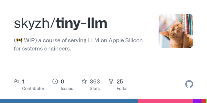 (🚧 WIP) a course of serving LLM on Apple Silicon for systems engineers. - skyzh/tiny-llm