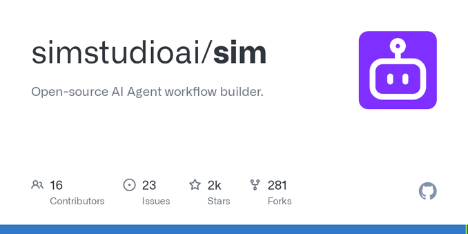 Open-source AI Agent workflow builder. Contribute to simstudioai/sim development by creating an account on GitHub.