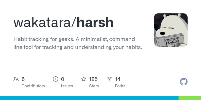 Habit tracking for geeks. A minimalist, command line tool for tracking and understanding your habits. - wakatara/harsh