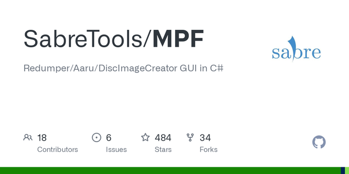 Redumper/Aaru/DiscImageCreator GUI in C#. Contribute to SabreTools/MPF development by creating an account on GitHub.