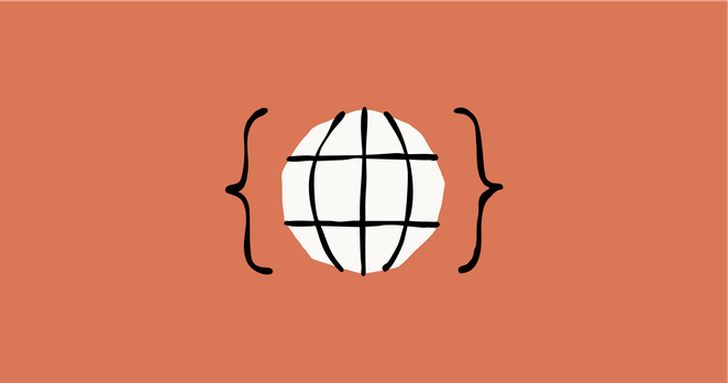 An illustration of a globe in between brackets