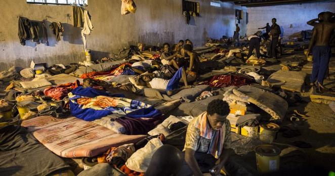 Men at a detention center in Tripoli, Libya, June 8, 2017.