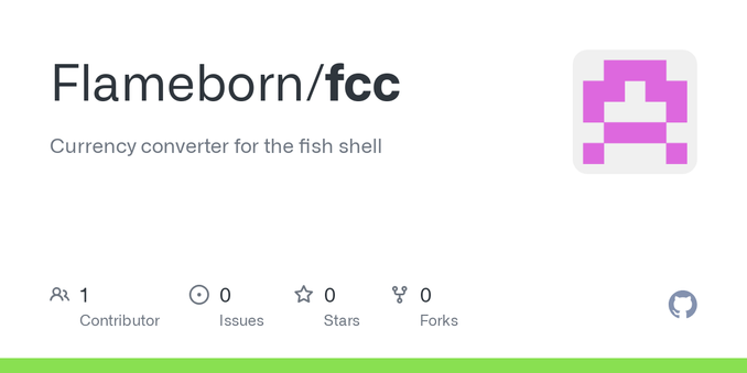 Currency converter for the fish shell. Contribute to Flameborn/fcc development by creating an account on GitHub.