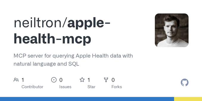 MCP server for querying Apple Health data with natural language and SQL - neiltron/apple-health-mcp