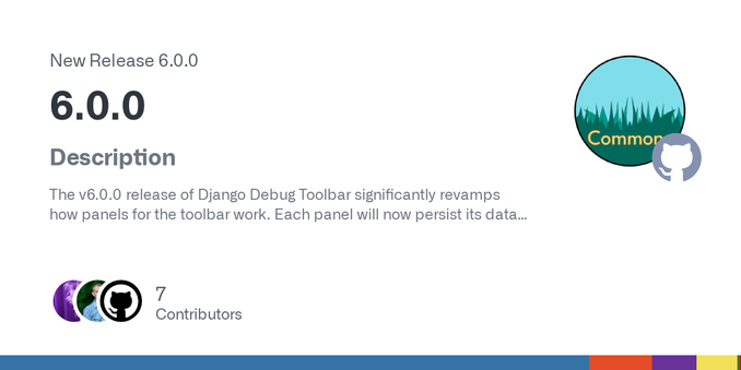 Description
The v6.0.0 release of Django Debug Toolbar significantly revamps how panels for the toolbar work. Each panel will now persist its data in a store. A store can either be backed by variou...