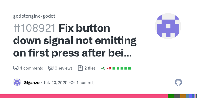 Fixes: #108908
The button_up signal behavior changes in some cases after disabling the button, like in NOTIFICATION_FOCUS_EXIT it is no longer emitted when disabled in this case. Not sure if this i...
