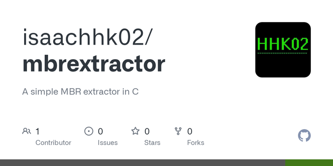 A simple MBR extractor in C. Contribute to isaachhk02/mbrextractor development by creating an account on GitHub.