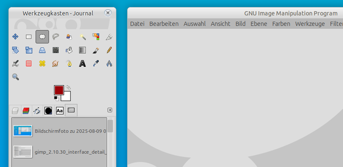 Das optimierte Interface des Gimp 2.10.30