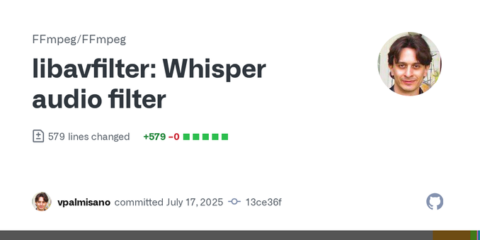 It adds a new audio filter for running audio transcriptions with the whisper model.
Documentation and examples are included into the patch.
