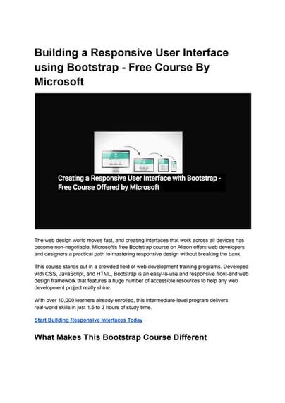 Building a Responsive User Interface using Bootstrap - Free Course By Microsoft.pdf