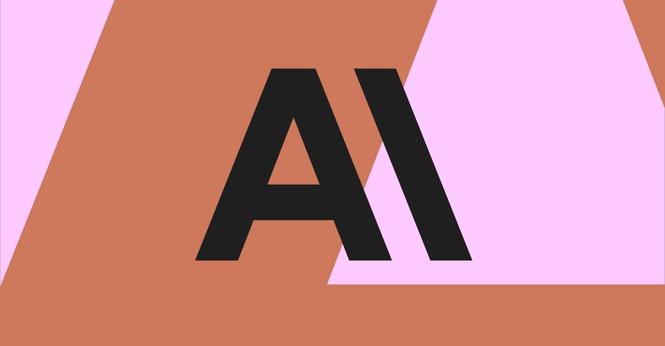 An image of the Anthropic logo on a brown an pink background