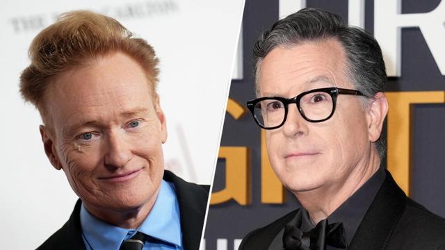 (L-R) Conan O'Brien; Stephen Colbert