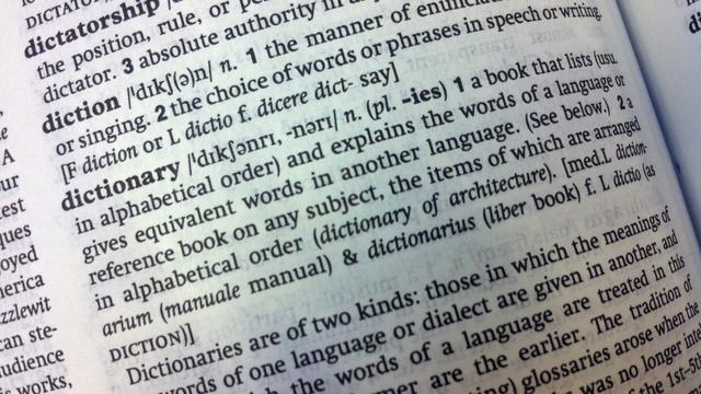 An entry in the Oxford English Dictionary, defining a dictionary, pictured Sunday Aug. 29 2010. (AP Photo, file)