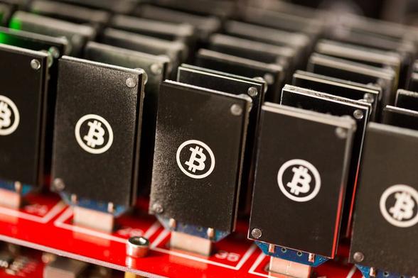 Bitcoin mining USB devices on a large USB hub.