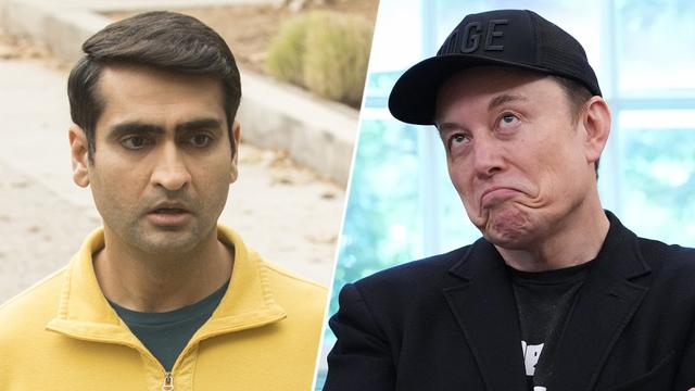 (L-R) Kumail Nanjiani on 'Silicon Valley'; Elon Musk