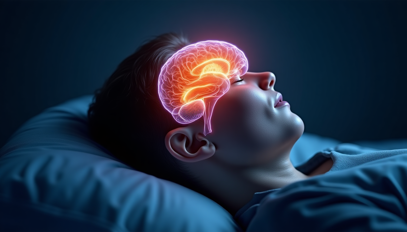 realistic rendering of a person's brain during sleep