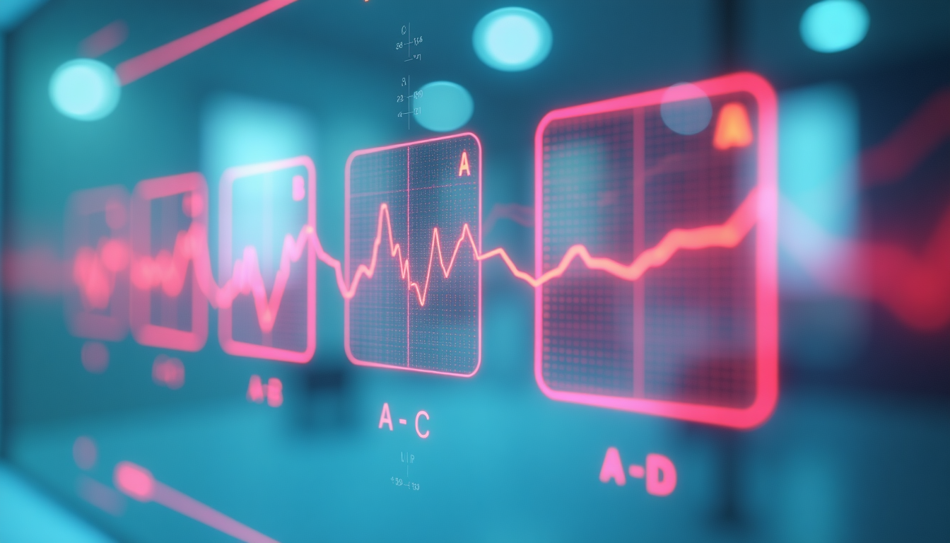 realistic rendering of four different glucose pattern graphs, labeled A through D