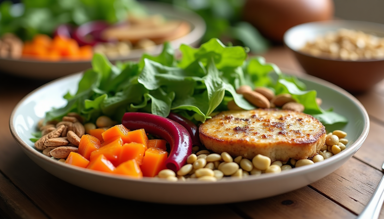 photo of a balanced, microbiome-friendly meal
