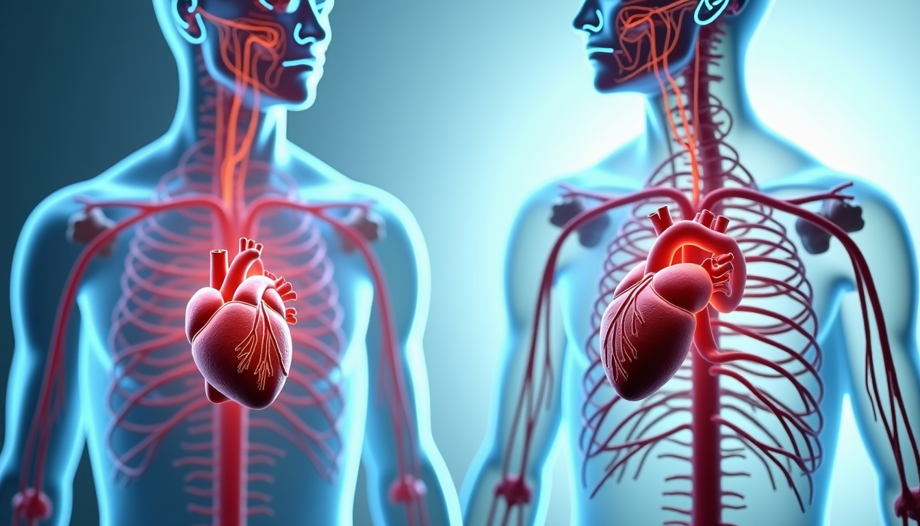 realistic diagram showing the sympathetic and parasympathetic nervous system branches affecting the heart