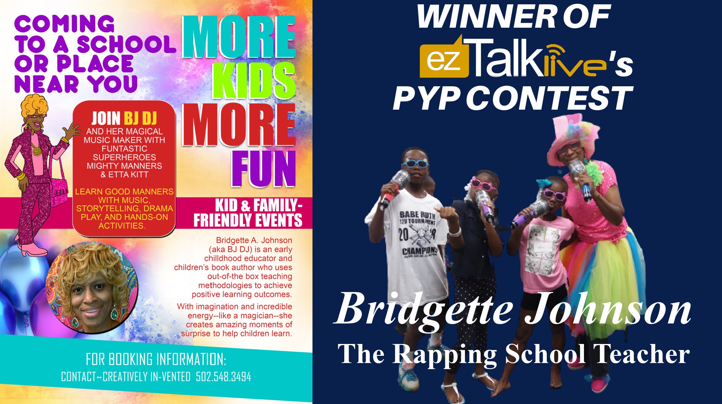 Winner of EZ TALK LIVE PYP Contest Bridgette Johnson The Rapping School Teacher