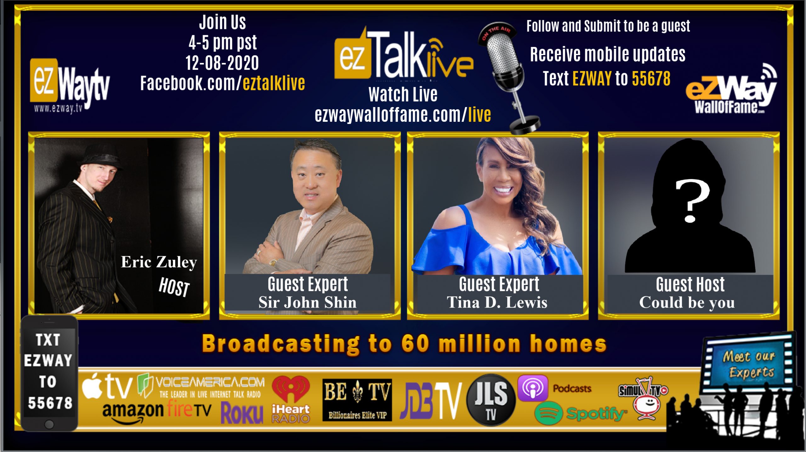 EZ TALK LIVE 12-08-2020 John Shin TGR Movie, Tina D. Lewis