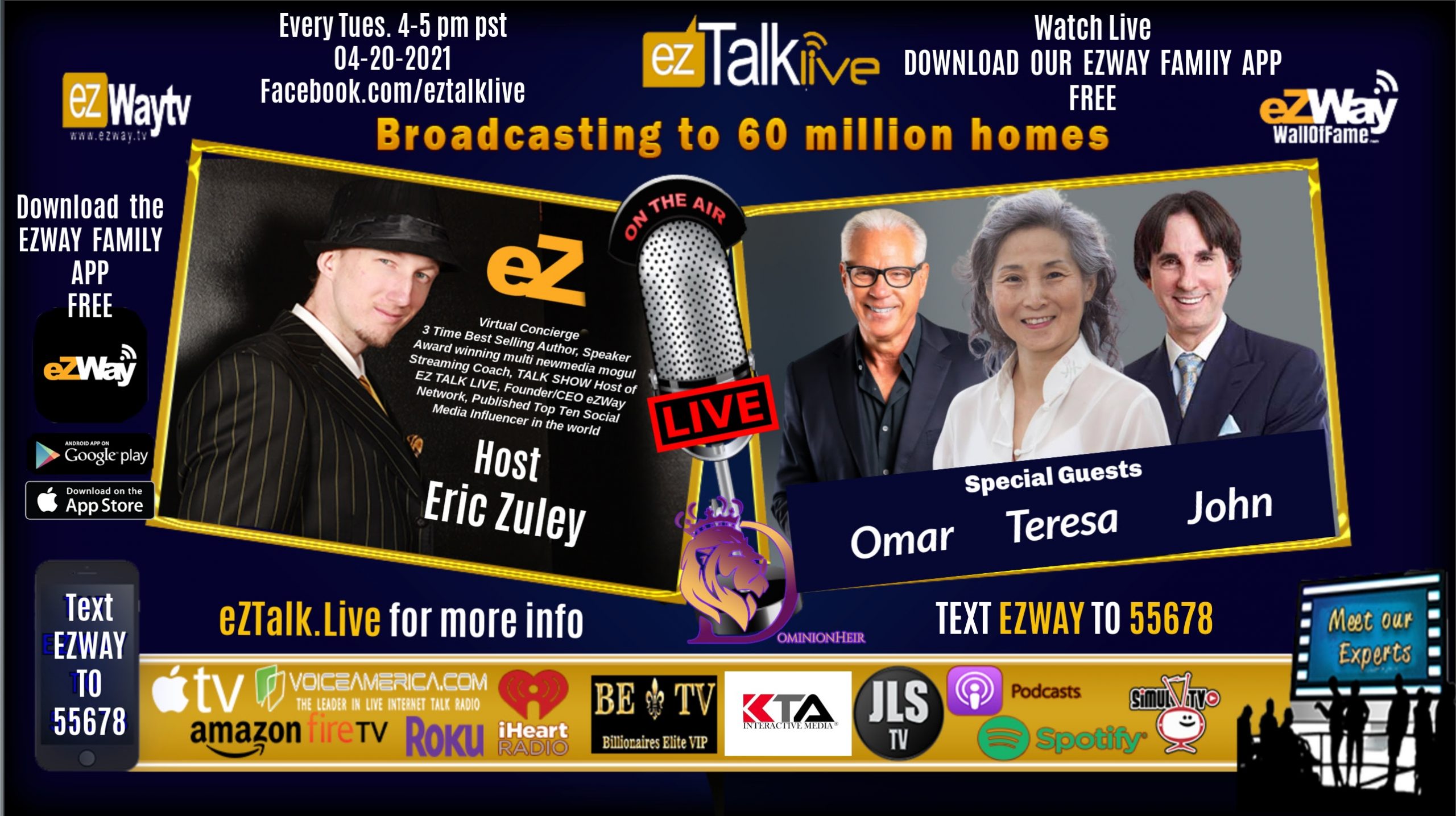 EZ TALK LIVE with Eric Zuley Feat Omar Periu, John Demartini, Master Teresa Yeung