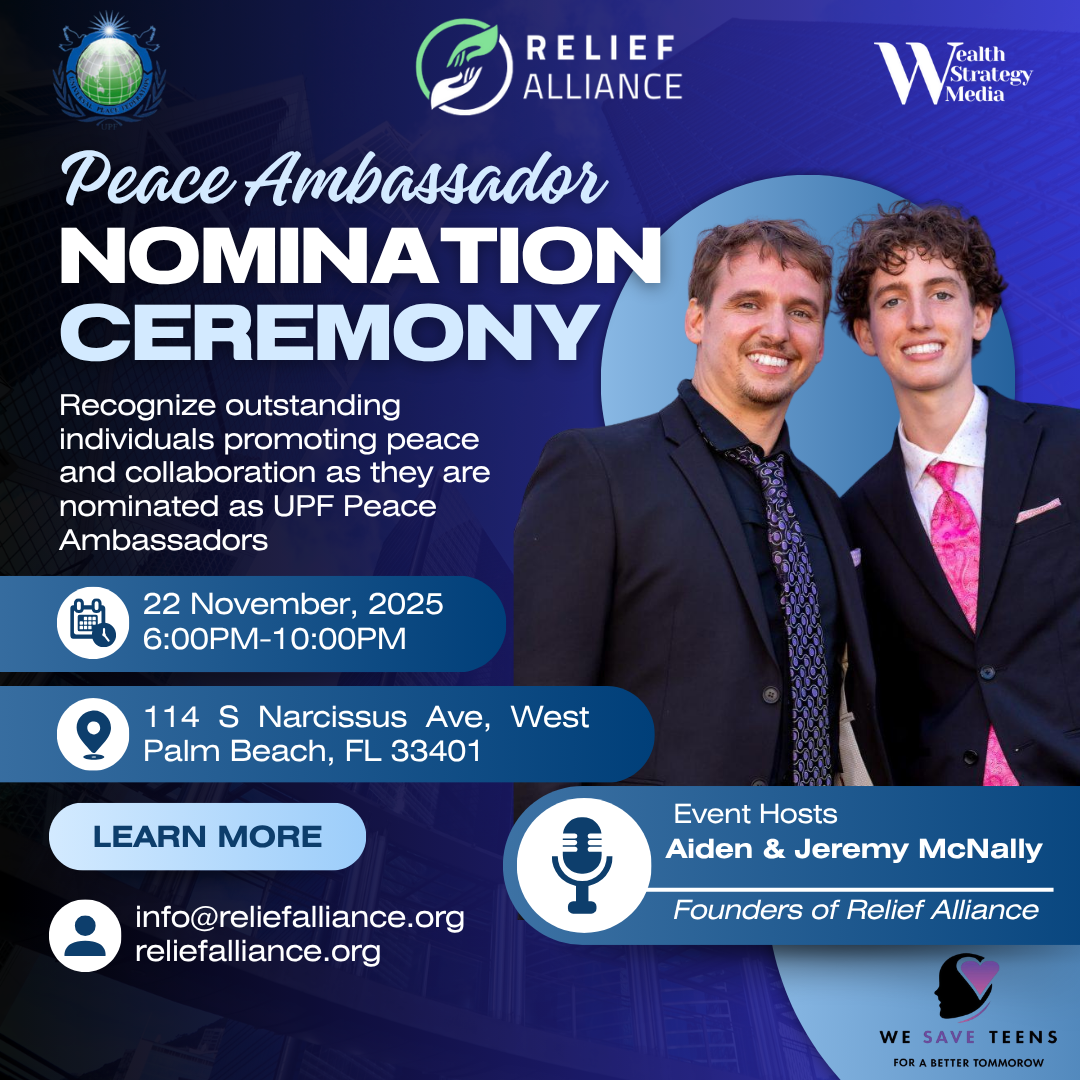 Experience the Inaugural Peace Gala & Recognition Ceremony with Relief Alliance