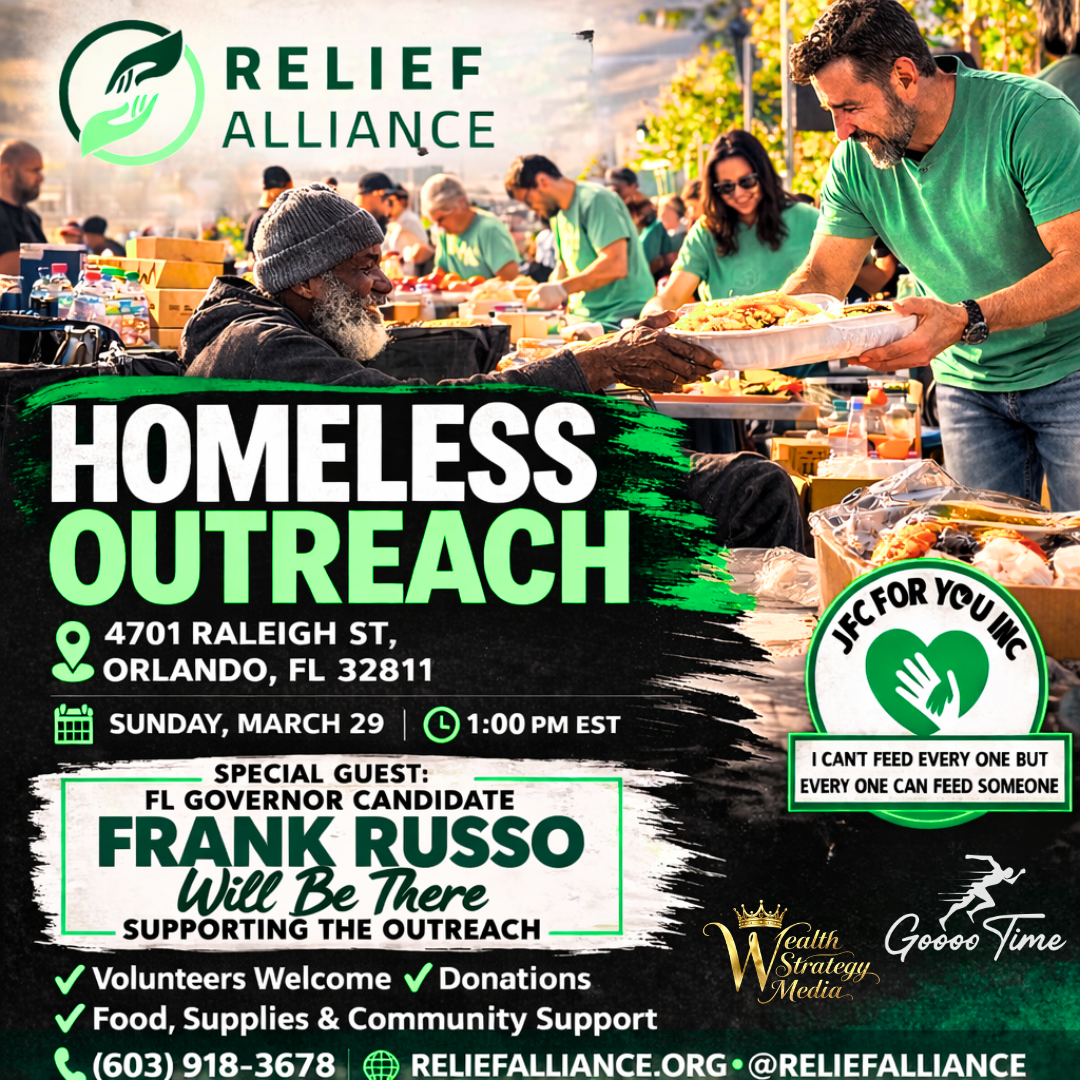 Community coming together in Orlando as volunteers gather to distribute food, supplies, and support to those experiencing homelessness. Relief Alliance outreach bringing real impact on March 29.