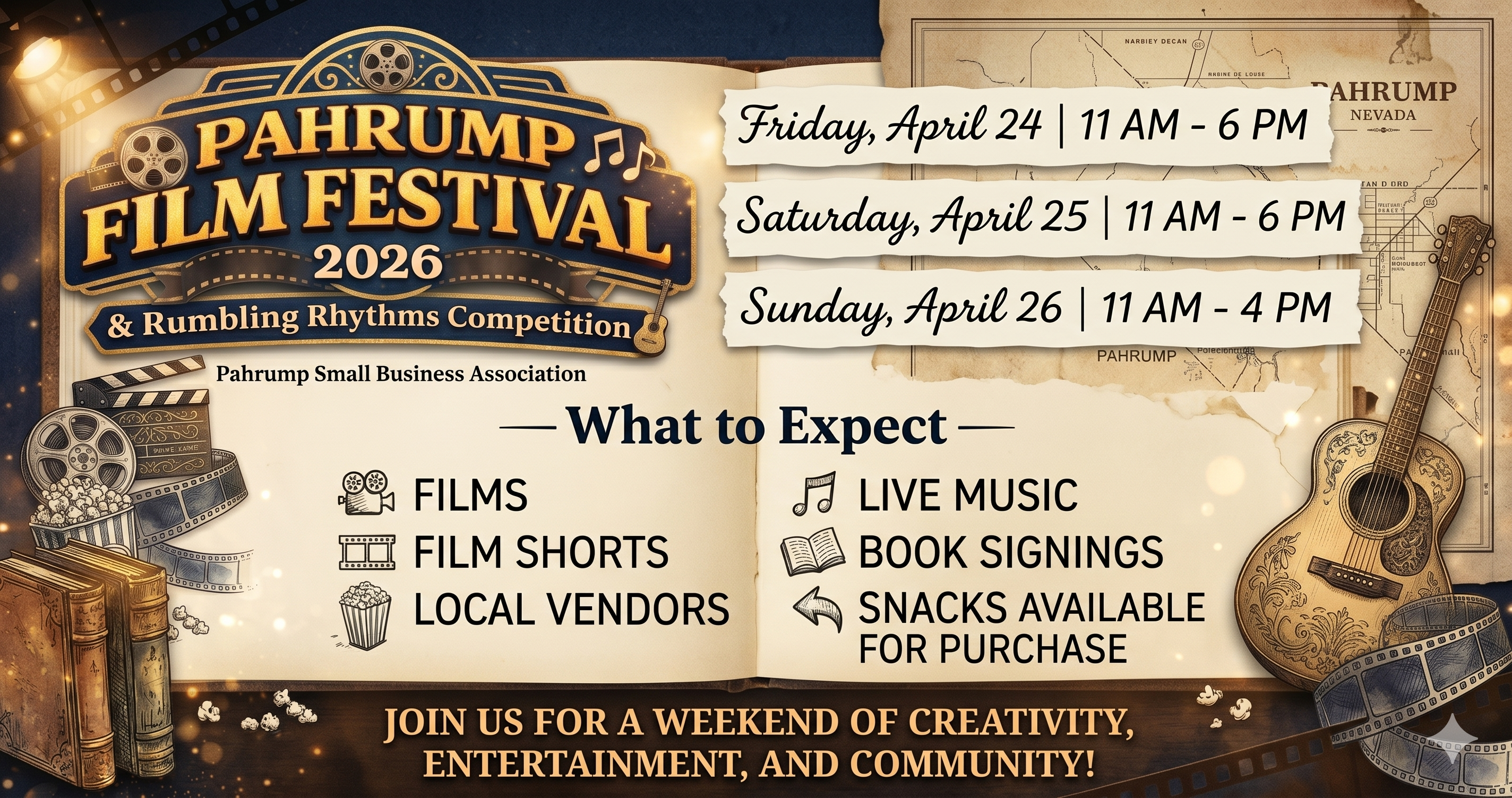 Title: Spotlight on the Pahrump Film Festival 2026: A Weekend of Films, Music, and Community!