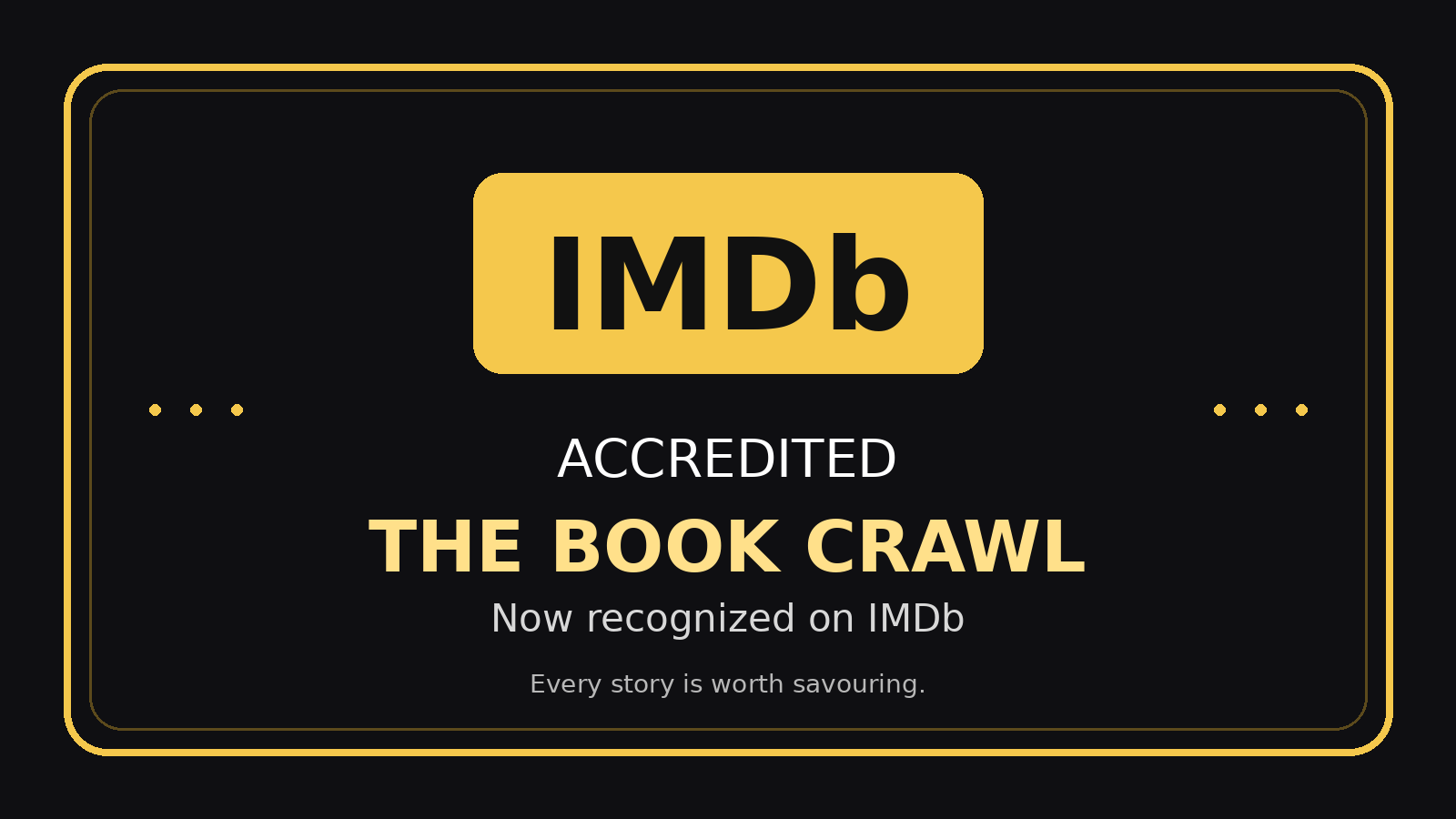 The Book Crawl Is Now IMDb Accredited: A New Chapter for Authors, Media, and Storytelling