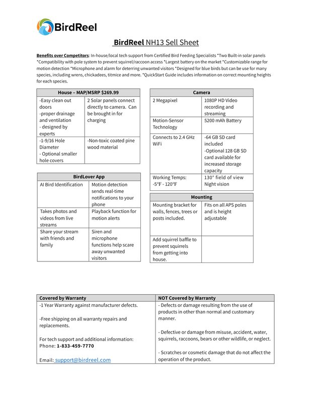 BirdReel Merchandising Downloads - NH13 - Smart Bird House