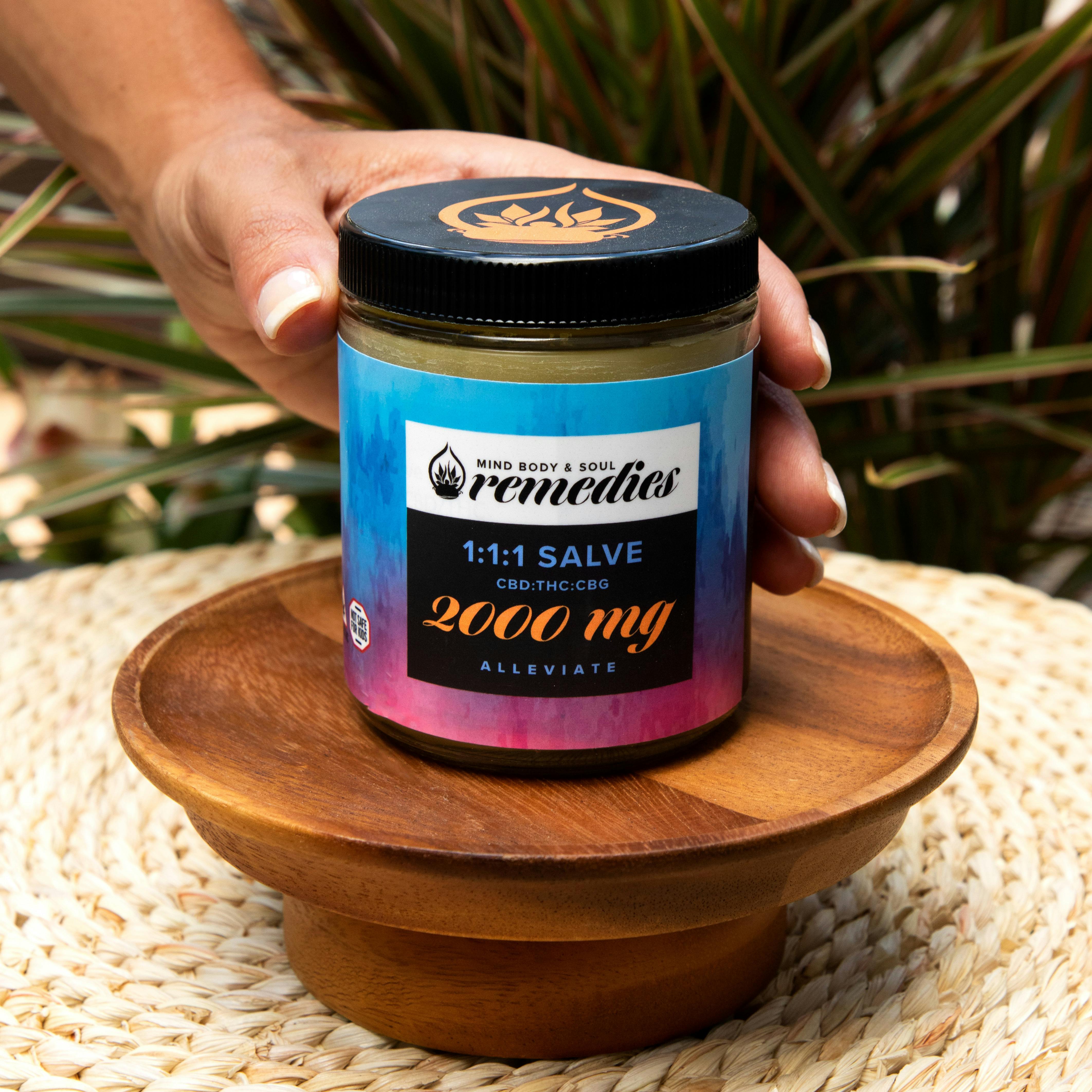 Alleviate 8 oz 2000mg 1:1:1 THC:CBD:CBG Salve - image 1
