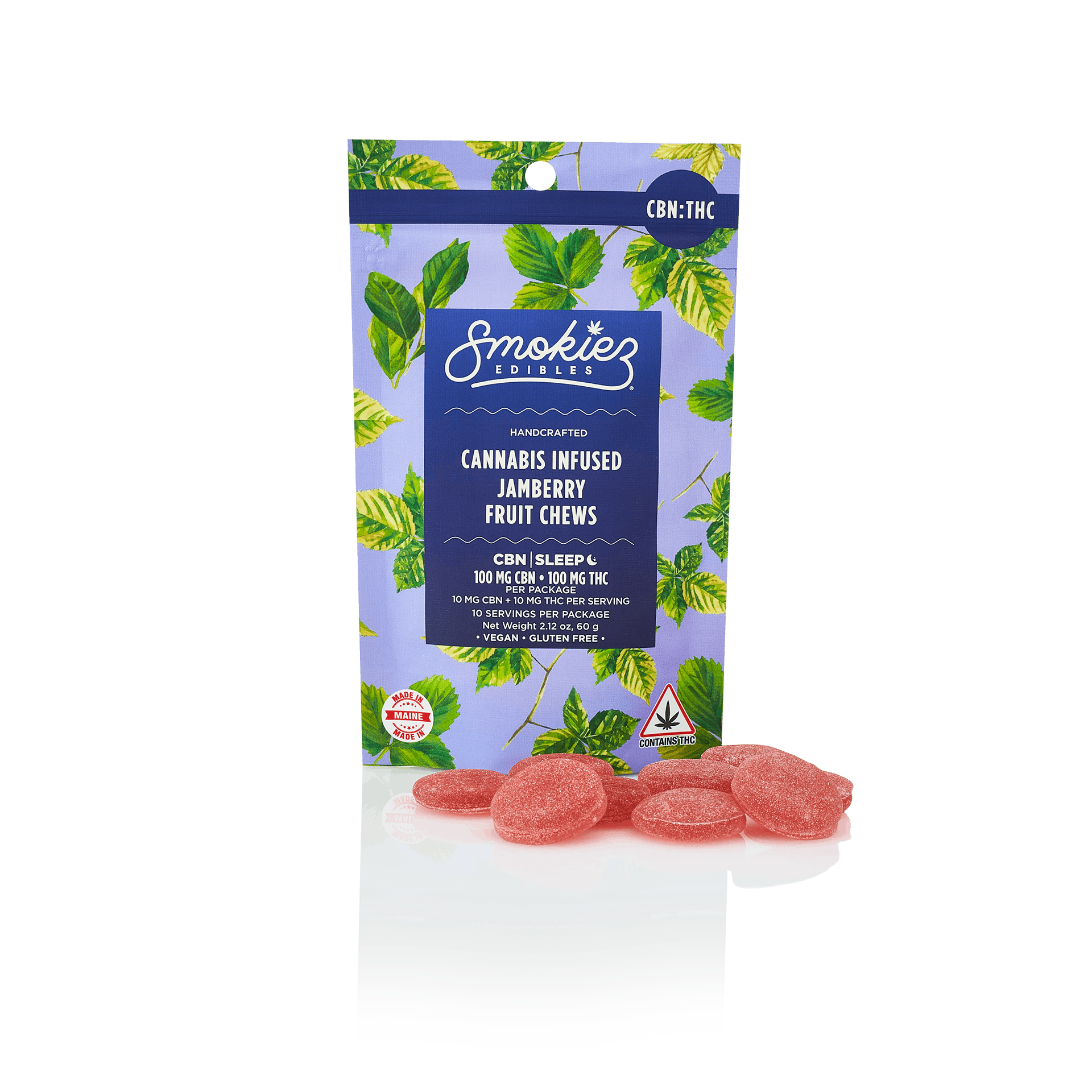 Smokiez Jamberry 100mg CBN : 100mg THC 1:1 Fruit Chews - ME - image 2
