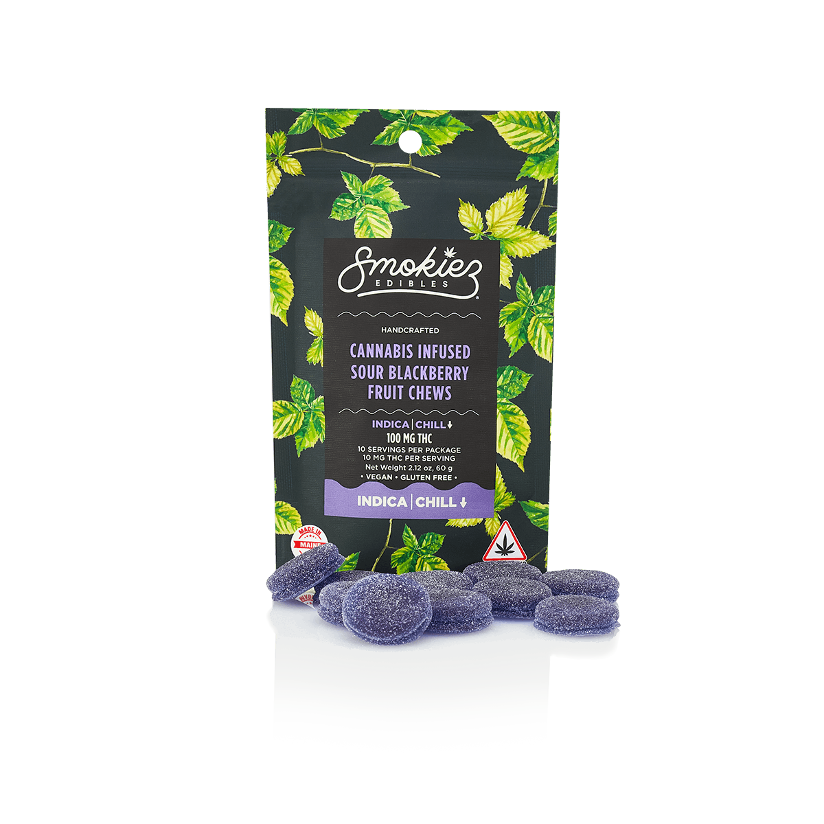 Smokiez INDICA Sour Blackberry Fruit Chews - 100mg - ME - image 2