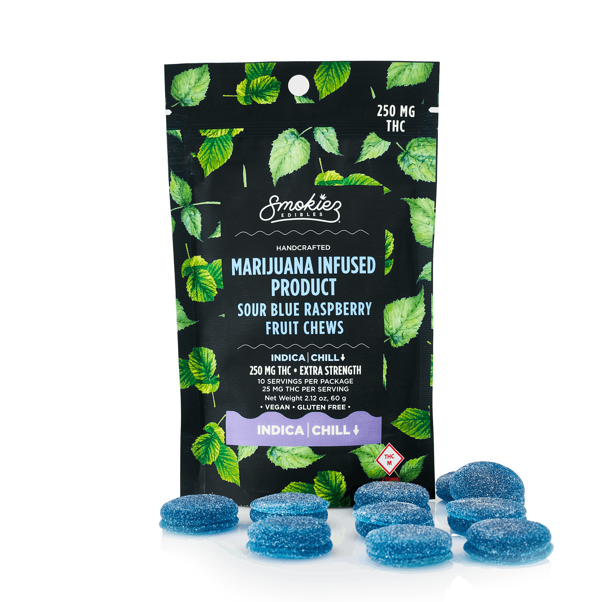 Smokiez INDICA Sour Blue Raspberry Fruit Chews - 250mg - MO - image 2