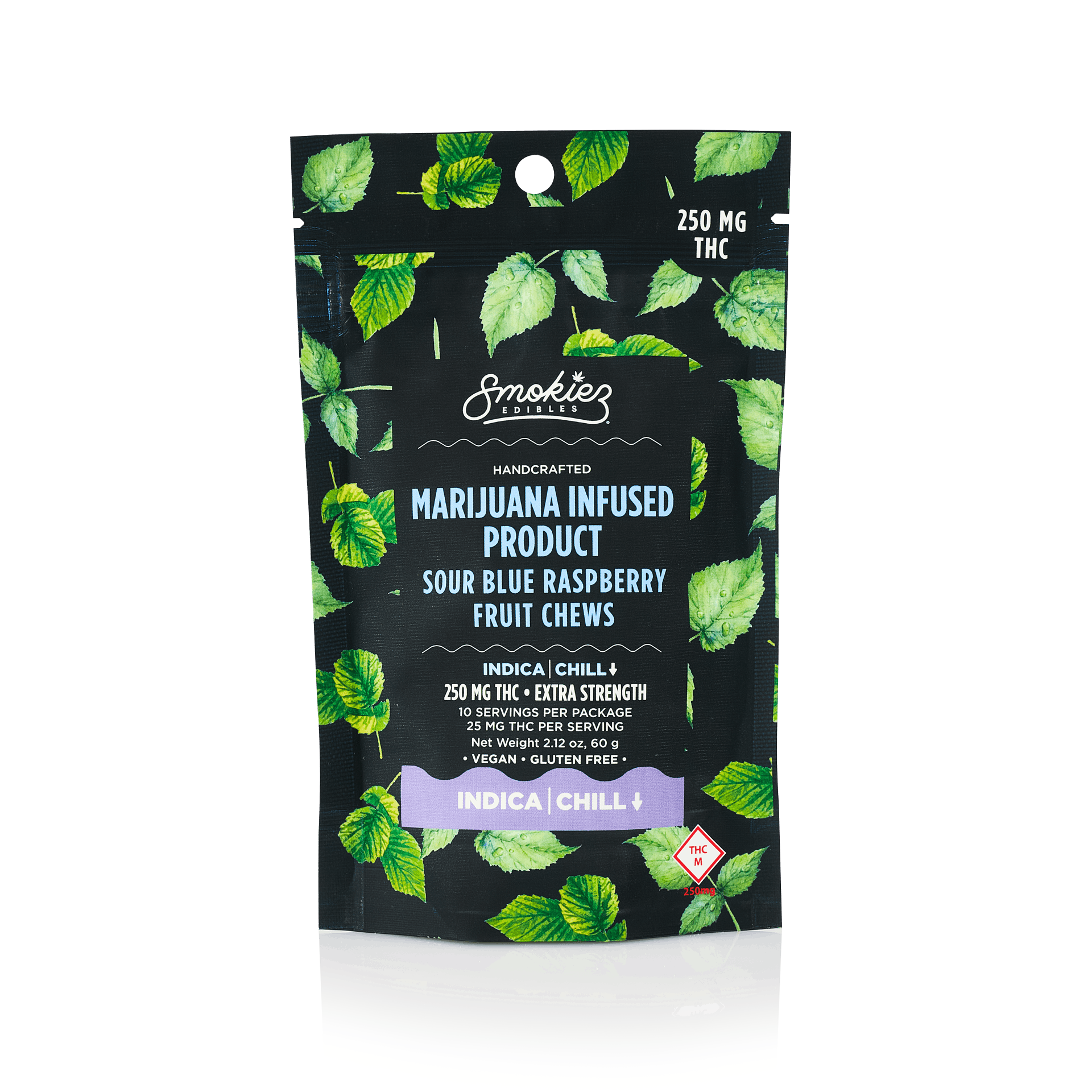 Smokiez INDICA Sour Blue Raspberry Fruit Chews - 250mg - MO - image 1