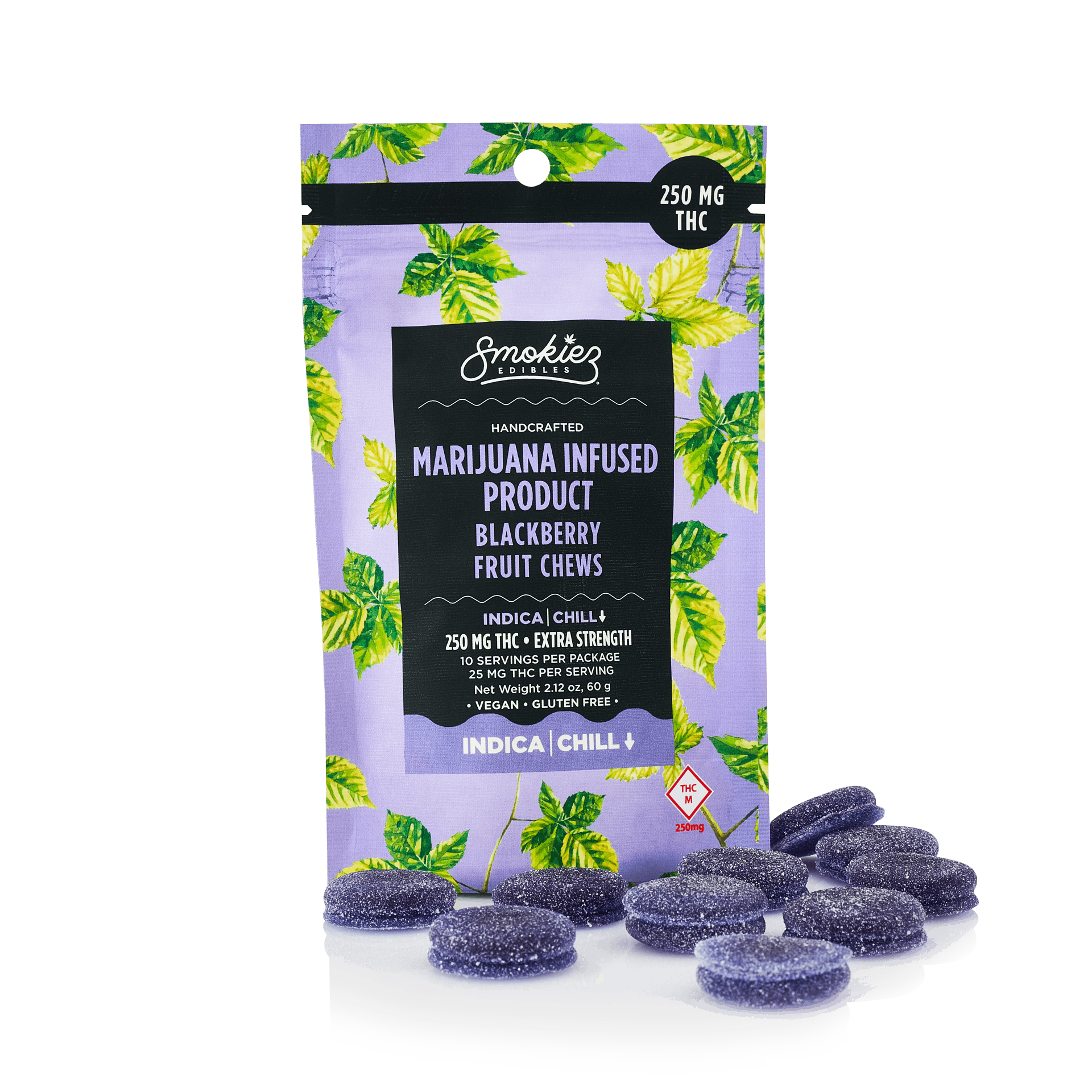 Smokiez INDICA Blackberry Fruit Chews - 250mg 10pk - image 2