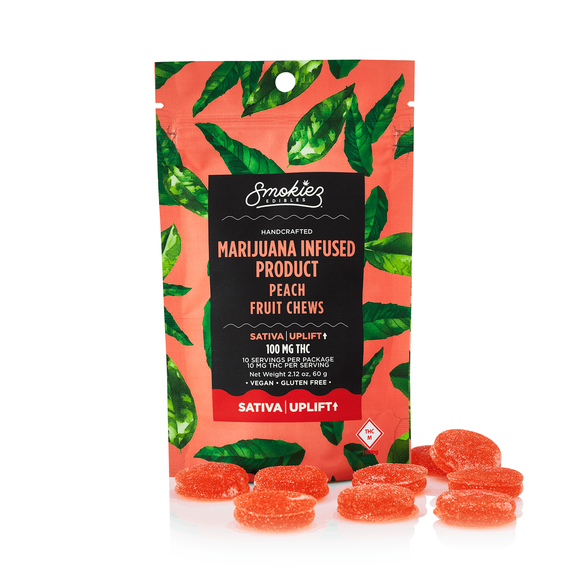 Smokiez SATIVA Peach Fruit Chews - 100mg - MO - image 2