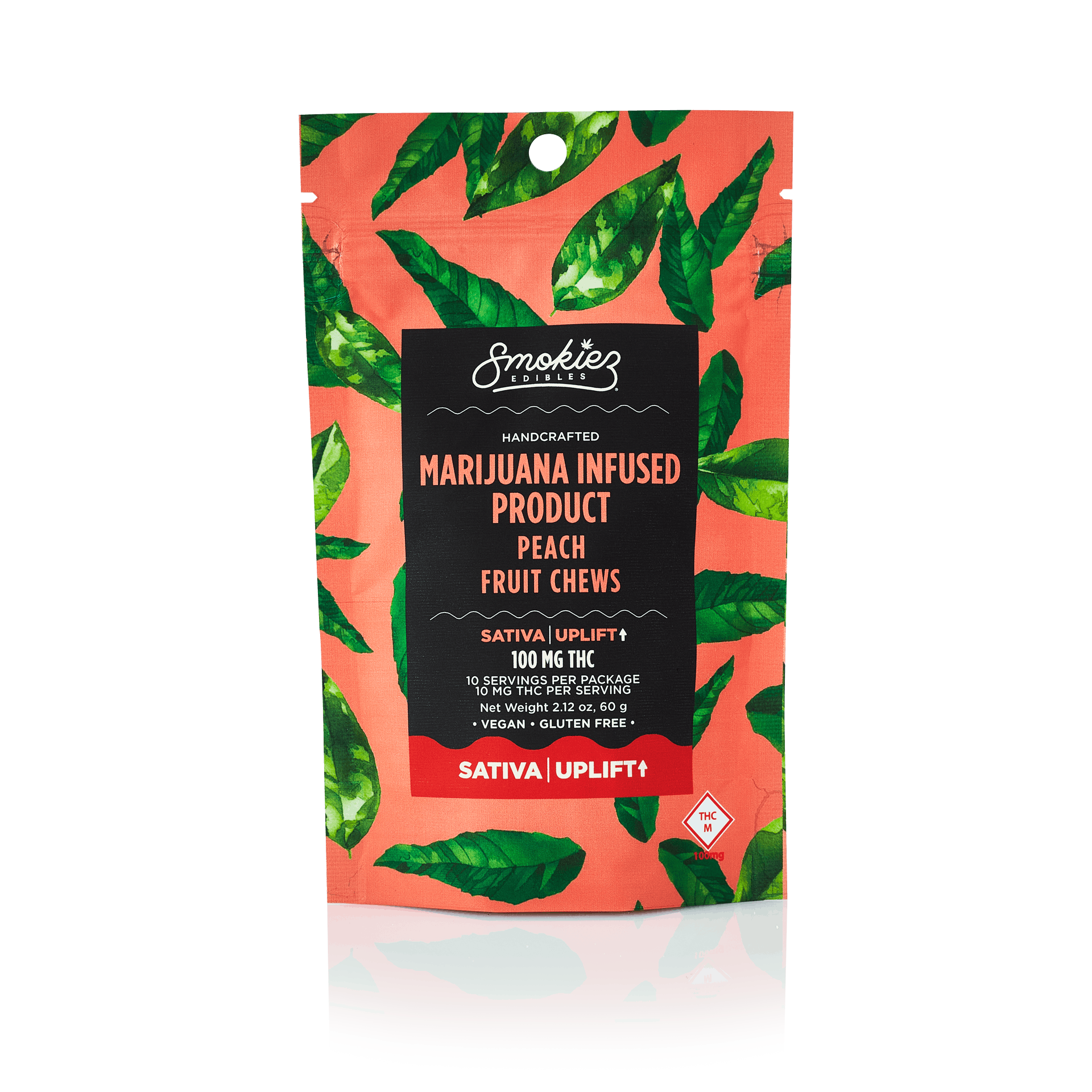 Smokiez SATIVA Peach Fruit Chews - 100mg - MO - image 1