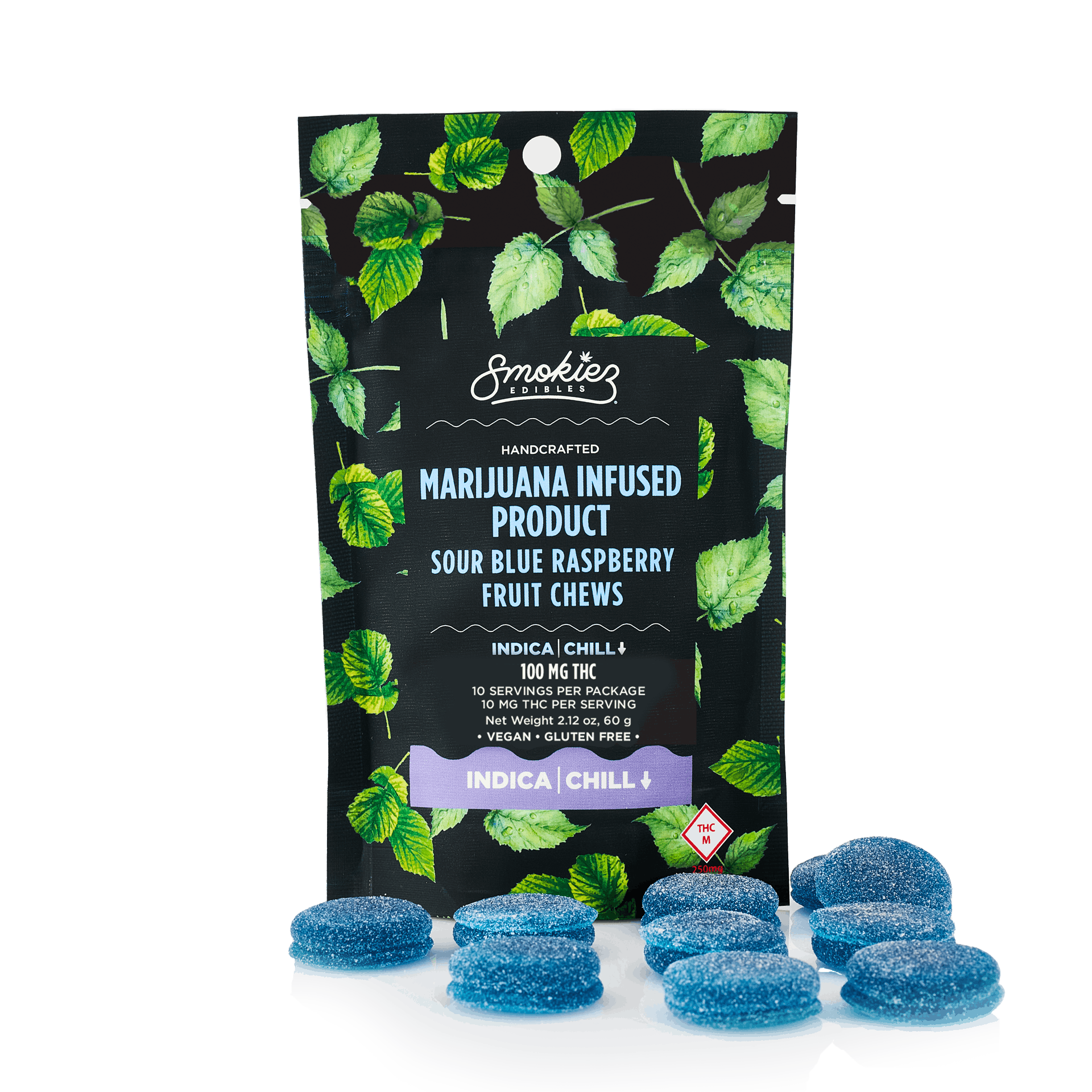 Smokiez INDICA Sour Blue Raspberry Fruit Chews - 100mg - MO - image 1