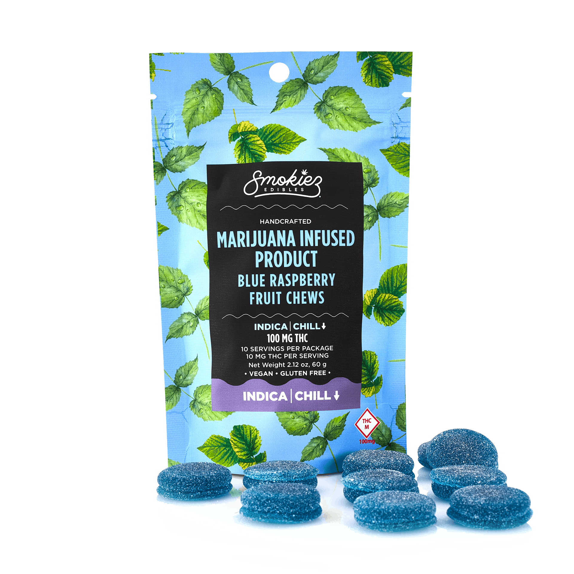 Smokiez INDICA Blue Raspberry Fruit Chews - 100mg - MO - image 2