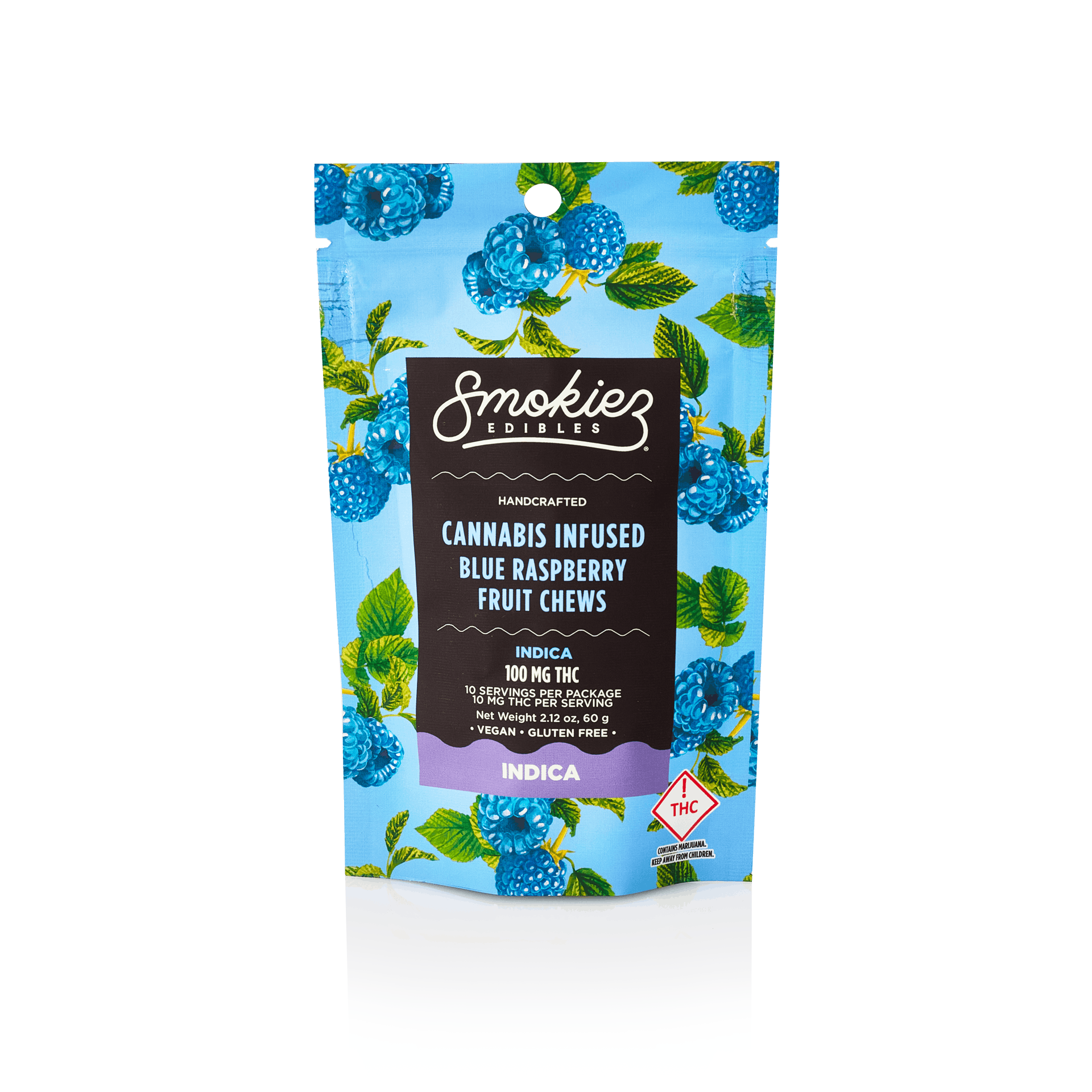 Smokiez INDICA Blue Raspberry Fruit Chews - 100mg - OH - image 1