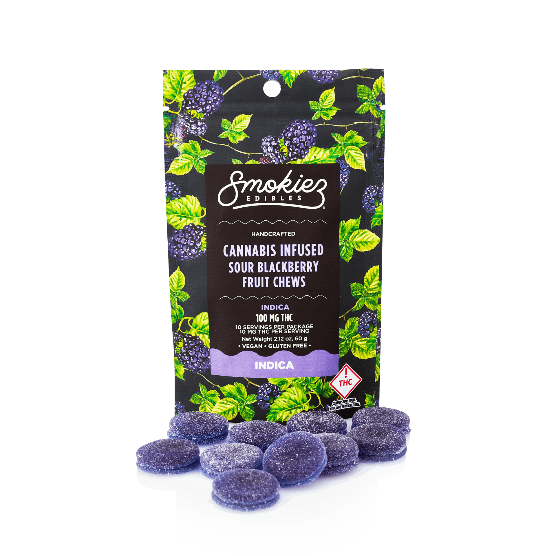 Smokiez INDICA Sour Blackberry Fruit Chews - 100mg - OH - image 2