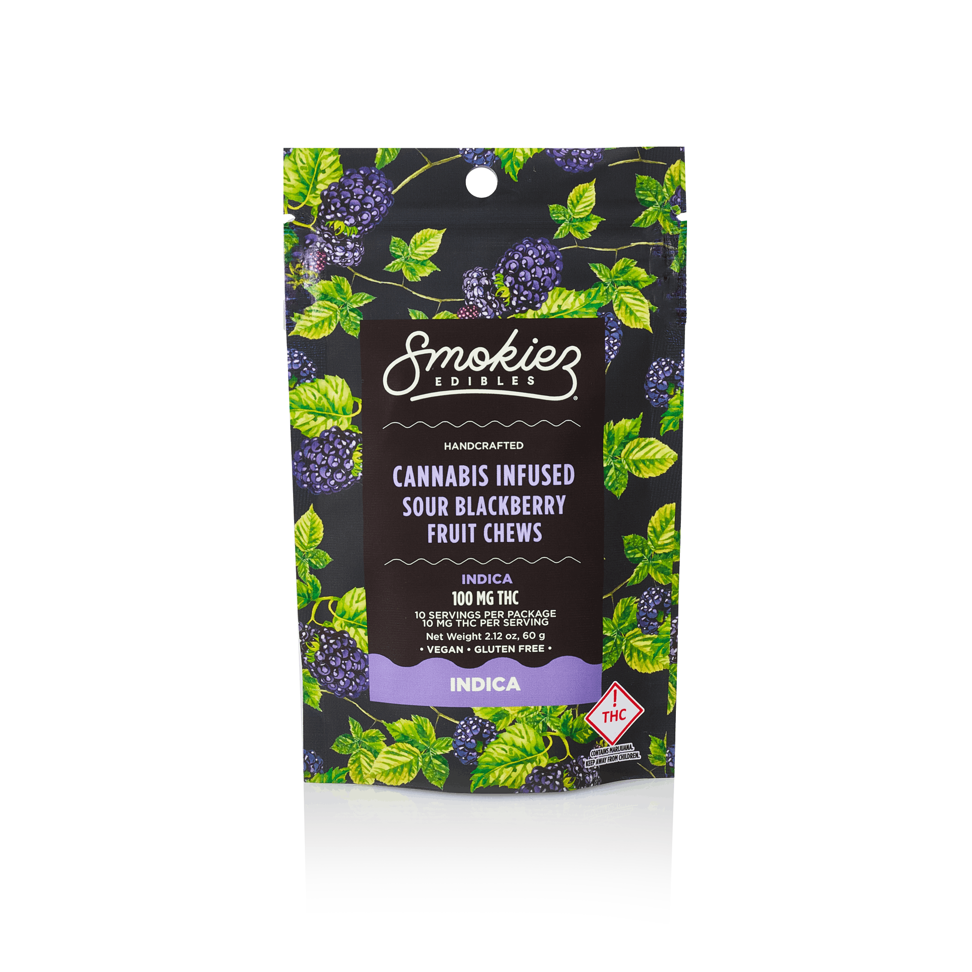 Smokiez INDICA Sour Blackberry Fruit Chews - 100mg - OH - image 1