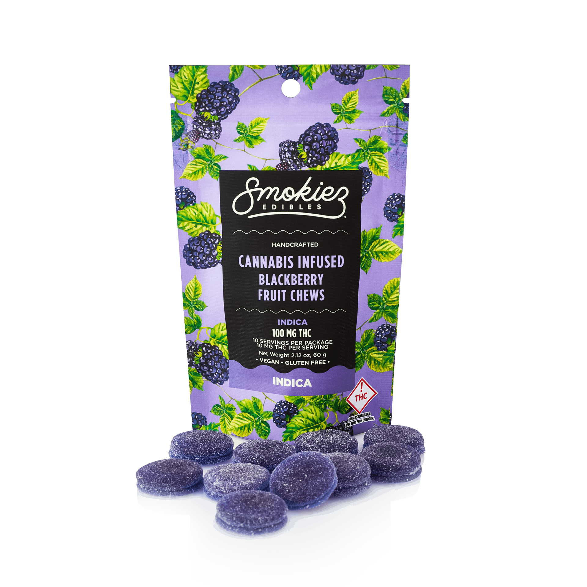 Smokiez INDICA Blackberry Fruit Chews - 100mg - OH - image 2