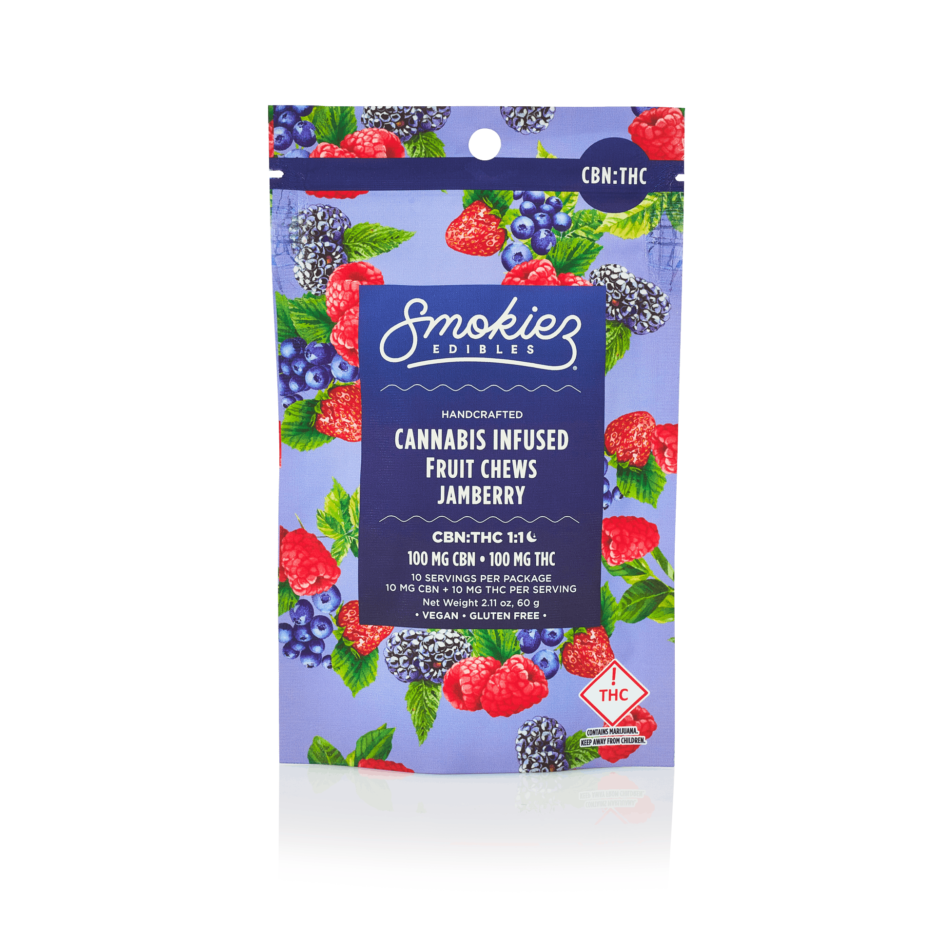 Smokiez Jamberry 100mg CBN : 100mg THC 1:1 Fruit Chews - OH - image 1
