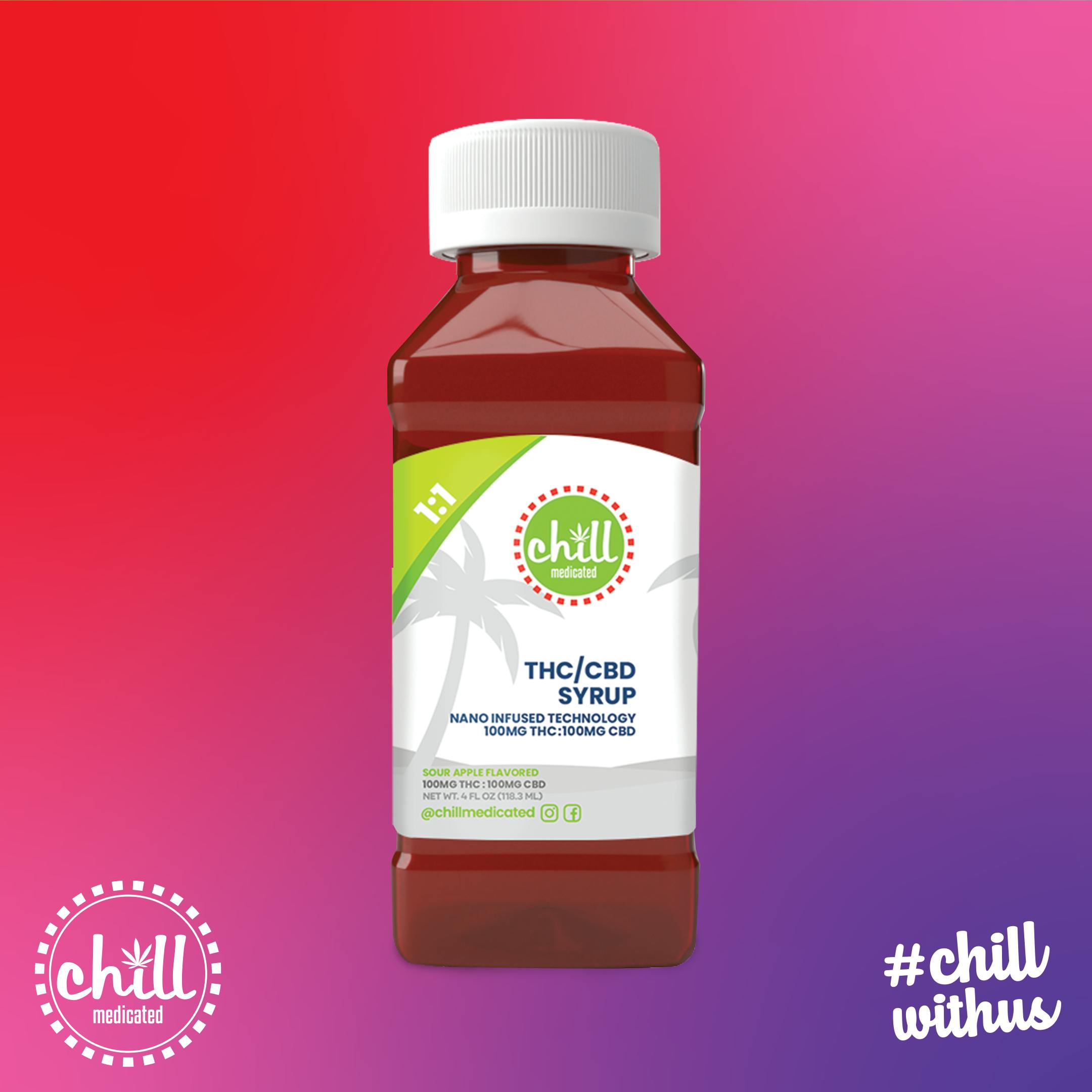 Sour Apple | 100mg THC : 100mg CBD Syrup | Chll Medicated | REC - image 2
