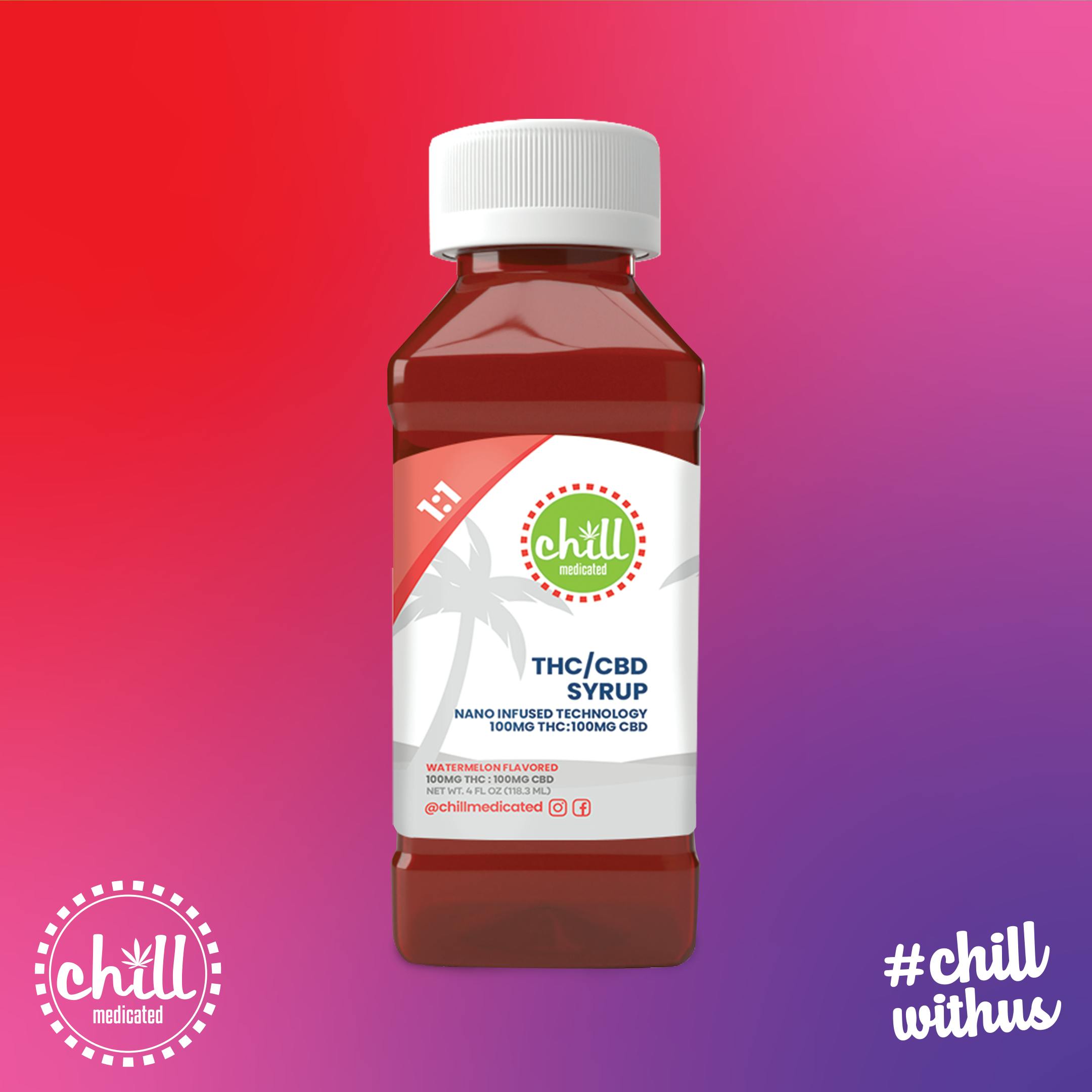 Watermelon | 100mg THC : 100mg CBD Syrup | Chll Medicated | REC - image 2